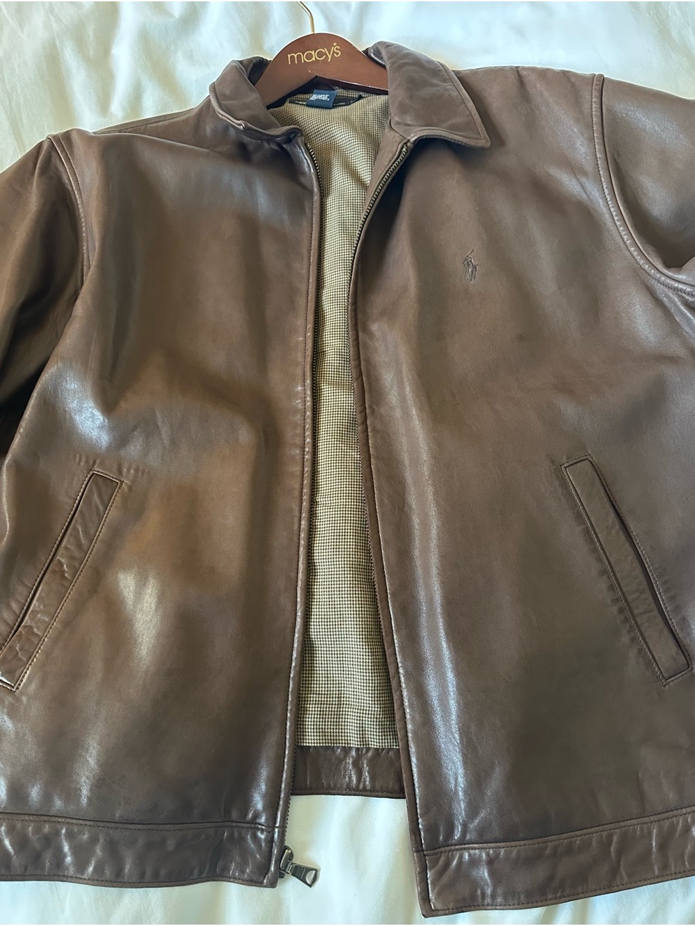 Ralph Lauren Dark Brown Leather Bomber Jacket